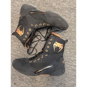 Venum Boxing Shoes Boots Black Gold Performance Men US 7.5